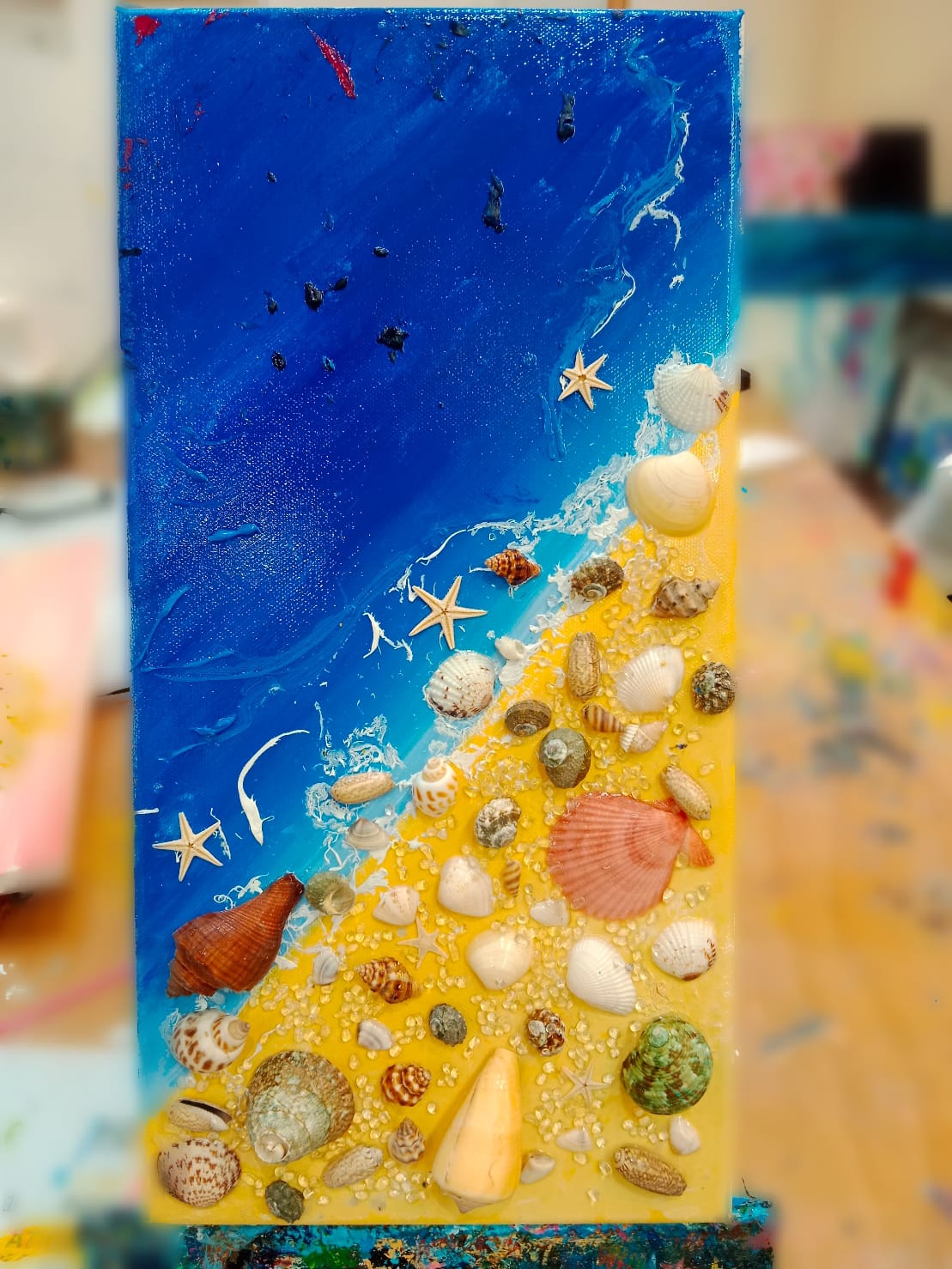 Canvas Painting Workshop - Seashells on the beach - Our Art Studio