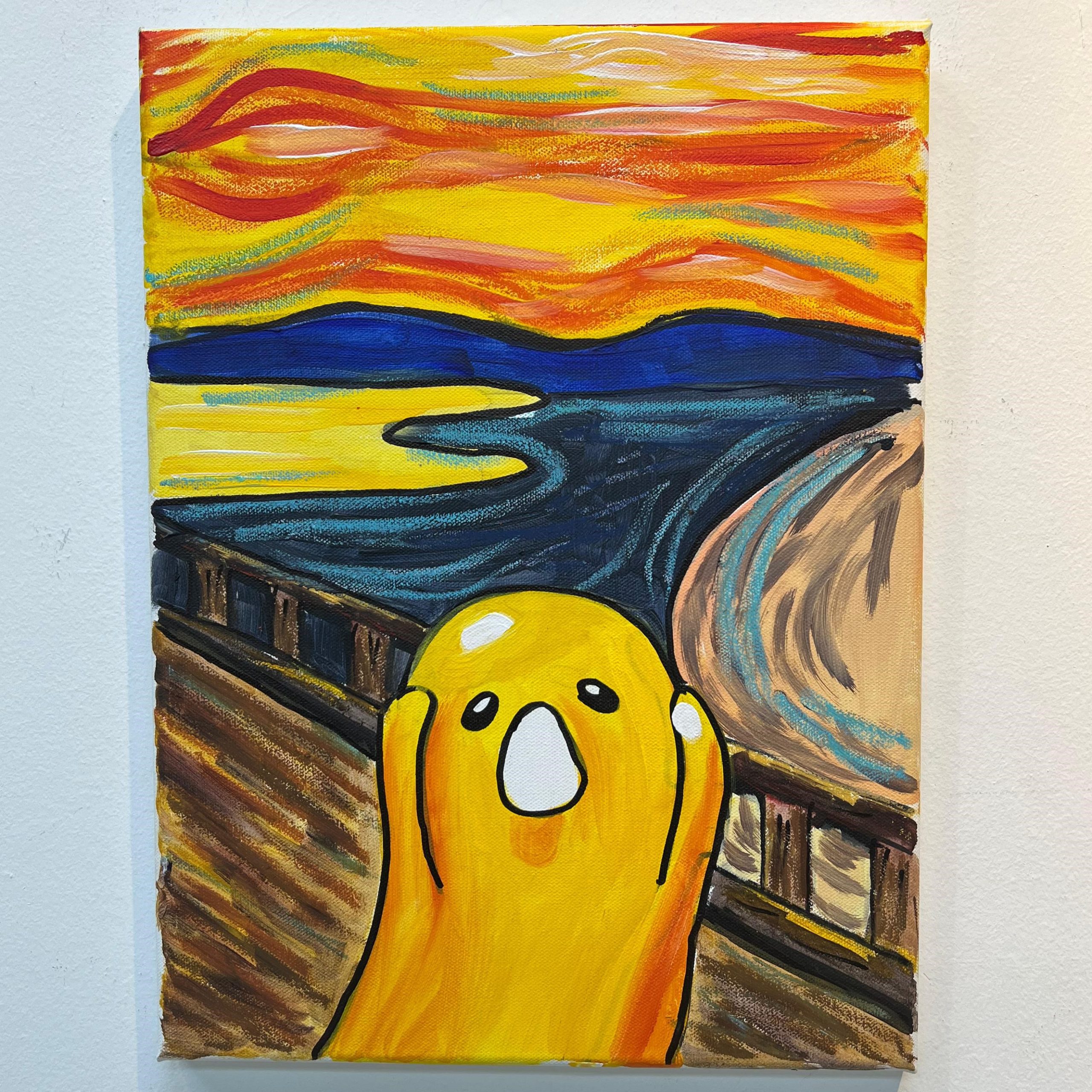 Mixed Media Canvas Painting Workshop - Gudetama Scream - Our Art Studio